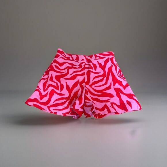 SPANX Polished On the Go Print 5" Shorts in True Red Zebra Stripe Sz Small - Picture 1 of 8
